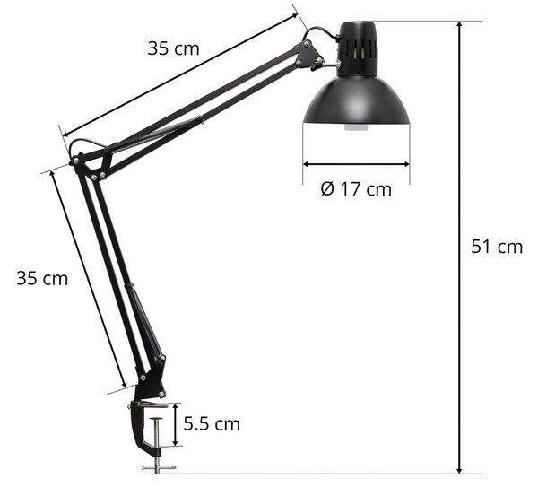 Lampa biurkowa MAULstudy z zaciskiem, czarna