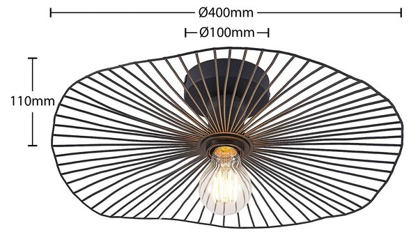 Lampa sufitowa Ruota Lindby, możliwość ściemniania, czarny, salon / jadalnia, metal, vintage