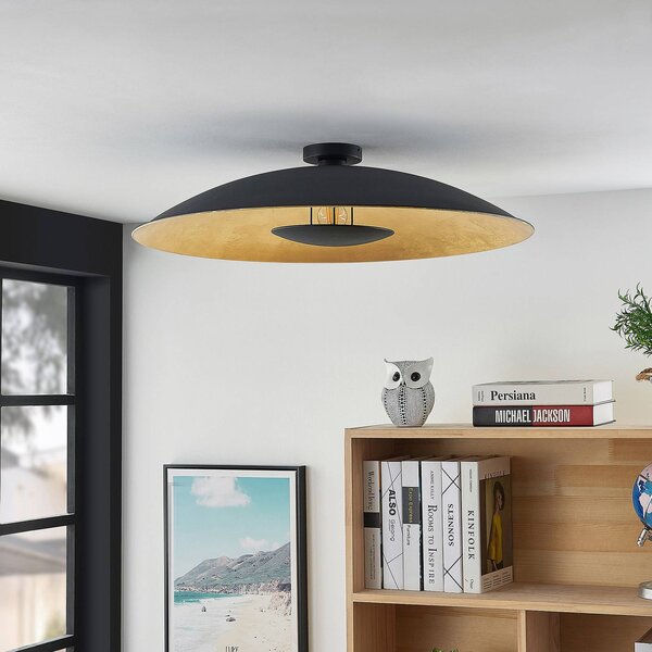 Lampa sufitowa Narisara Lindby, możliwość ściemniania, czarny, salon / jadalnia, metal, nowoczesny