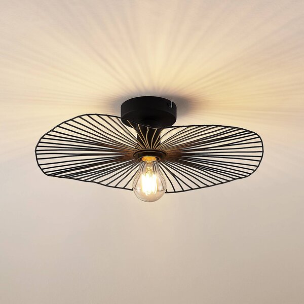 Lampa sufitowa Ruota Lindby, możliwość ściemniania, czarny, salon / jadalnia, metal, vintage