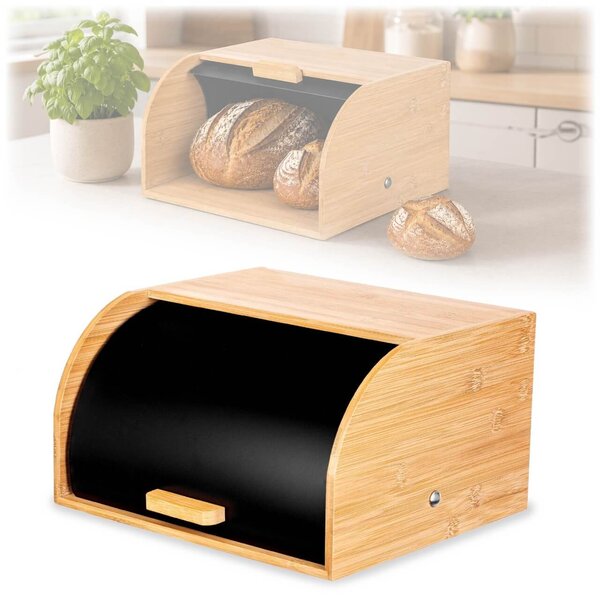 Pojemnik na chleb i pieczywo Mondrone 31 x 27.5 x 17.5 cm stalowy czarny