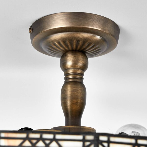 Searchlight Lampa sufitowa tiffany New York, możliwość ściemniania, kremowy / amber, salon / jadalnia, metal, tiffany