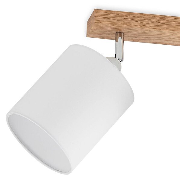 Lindby Reflektor sufitowy Imarin, 81 cm, biały, 4-punktowy, drewno Imarin Lindby, możliwość ściemniania, jasne drewno, salon / jadalnia, drewno, skandynawski