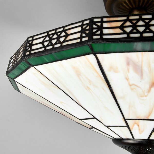 Searchlight Lampa sufitowa tiffany New York, możliwość ściemniania, kremowy / amber, salon / jadalnia, metal, tiffany