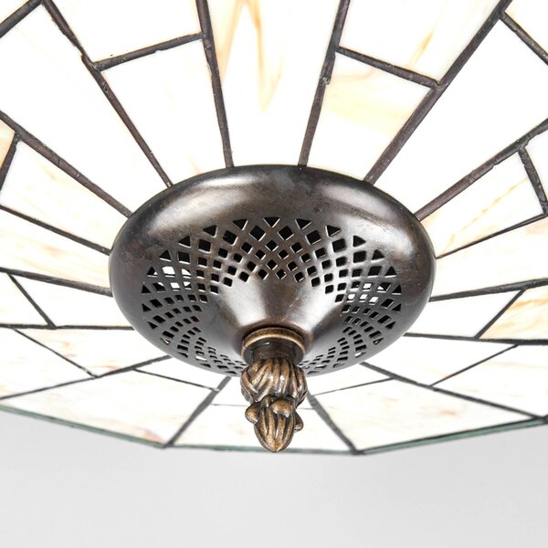 Searchlight Lampa sufitowa tiffany New York, możliwość ściemniania, kremowy / amber, salon / jadalnia, metal, tiffany