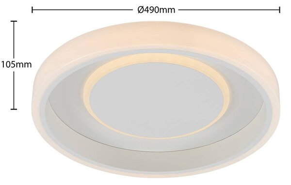 Lampa sufitowa LED Wikani Lindby, możliwość ściemniania, biały / opal, salon / jadalnia, metal, nowoczesny