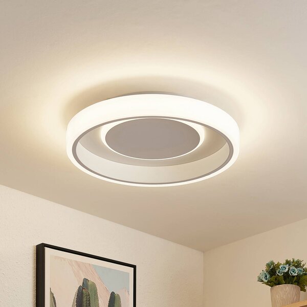 Lampa sufitowa LED Wikani Lindby, możliwość ściemniania, biały / opal, salon / jadalnia, metal, nowoczesny