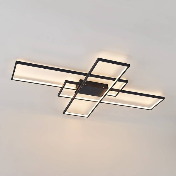 Lampa sufitowa LED Tetson Lindby, możliwość ściemniania, czarny, salon / jadalnia, metal, nowoczesny