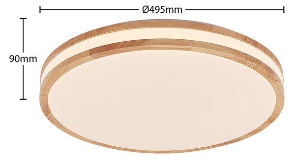 Lampa sufitowa Emiva Lindby, możliwość ściemniania, jasne drewno, salon / jadalnia, drewno, nowoczesny