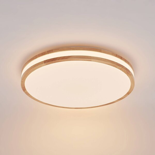 Lampa sufitowa Emiva Lindby, możliwość ściemniania, jasne drewno, salon / jadalnia, drewno, nowoczesny