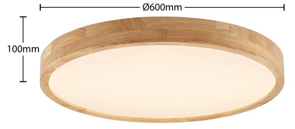 Lampa sufitowa Lanira Lindby, możliwość ściemniania, jasne drewno, salon / jadalnia, drewno, nowoczesny