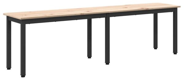 Nowoczesna ławka z litego drewna sosnowego z metalowymi nogami, 160 cm