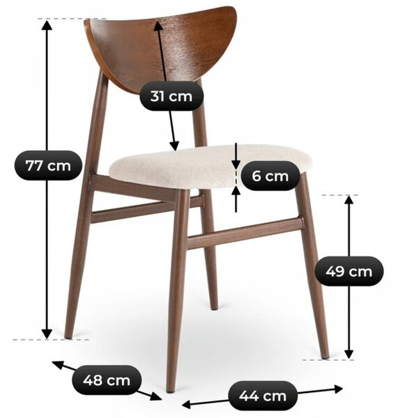 Zestaw Stół Okrągły Rozkładany HARRY 102-142 cm Orzech/Czarny i 4 Krzesła BRAGA Orzech/Krem