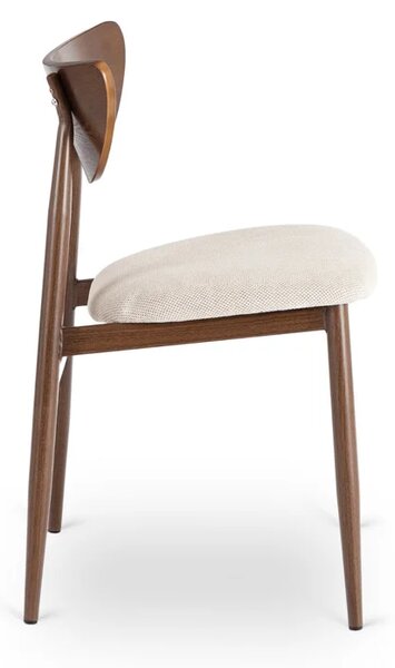 Zestaw Stół Okrągły Rozkładany HARRY 102-142 cm Orzech/Czarny i 4 Krzesła BRAGA Orzech/Krem