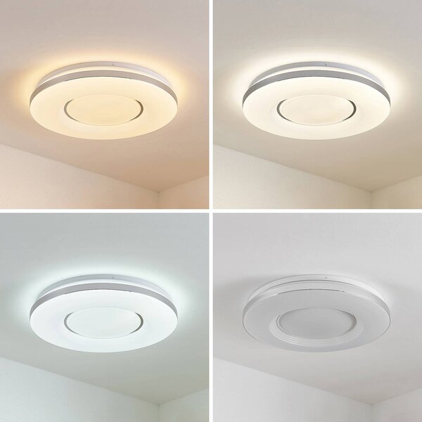 Lampa sufitowa LED Robini Lindby, możliwość ściemniania, chromowy / srebrny, salon / jadalnia, metal, nowoczesny