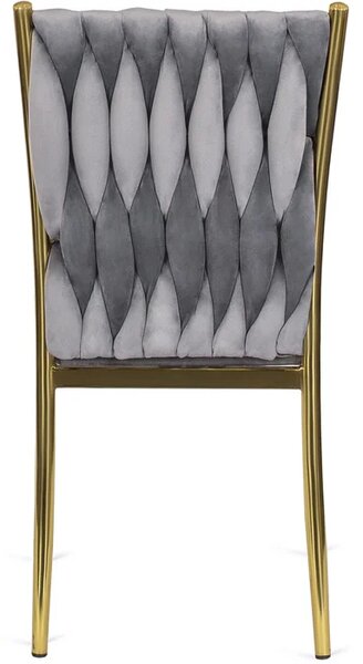 Zestaw Stół Rozkładany IBIZA 160-240 cm Czarny Marmur/Złoty i 4 Krzesła DAN Szare