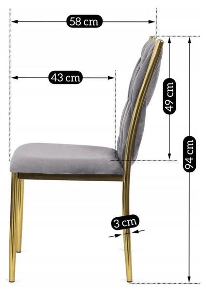 Zestaw Stół Rozkładany IBIZA 160-240 cm Czarny Marmur/Złoty i 4 Krzesła DAN Szare