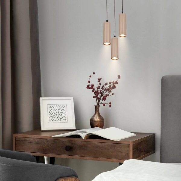 Briloner Lampa wisząca Ida, możliwość ściemniania, kremowy / amber, kuchnia, metal, nowoczesny