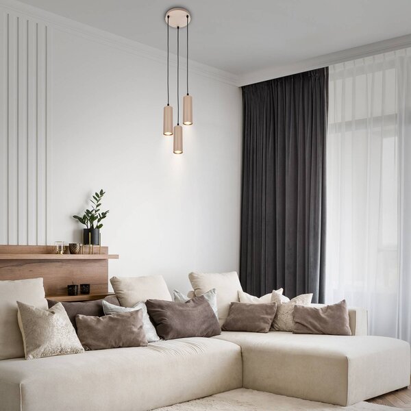 Briloner Lampa wisząca Ida, możliwość ściemniania, kremowy / amber, kuchnia, metal, nowoczesny