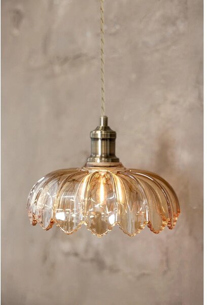 Lampa wisząca w kolorze mosiądzu z z bursztynowym szklanym kloszem ø 25,5 cm Kurage – Markslöjd