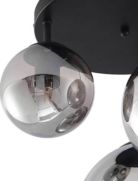 Lampa sufitowa Teeja Lindby, możliwość ściemniania, czarny, salon / jadalnia, szkło, nowoczesny