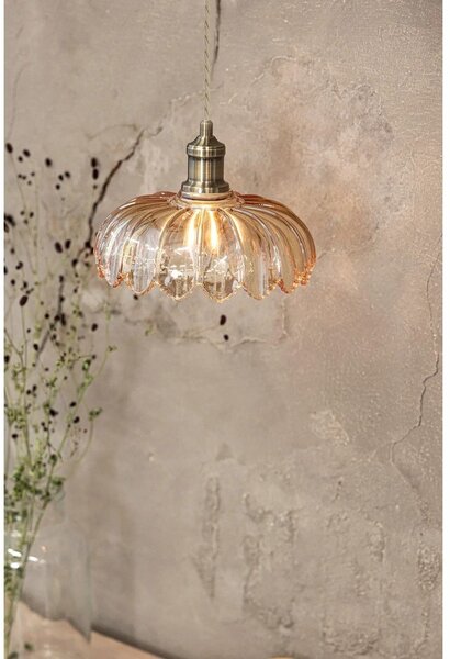 Lampa wisząca w kolorze mosiądzu z z bursztynowym szklanym kloszem ø 25,5 cm Kurage – Markslöjd