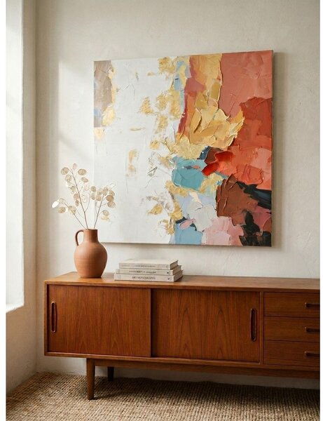 Obraz drukowany na płótnie z ręcznie malowanymi elementami 80x80 cm Crown – Bizzotto