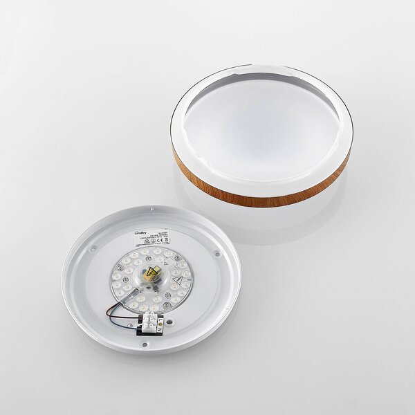 Lampa sufitowa LED Mendosa Lindby, jasne drewno, salon / jadalnia, tworzywo sztuczne, nowoczesny