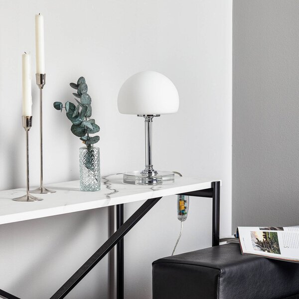 Steinhauer Lampa stołowa LED Ancilla, możliwość ściemniania, chromowy / srebrny, salon / jadalnia, metal, nowoczesny