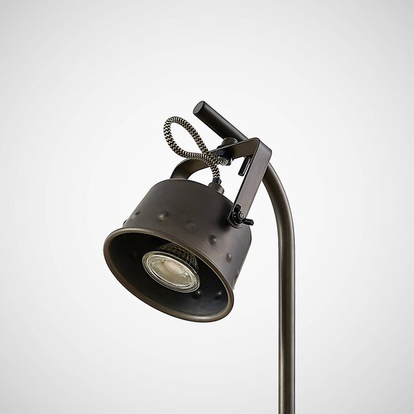 Lampa stołowa Rubinjo Lindby, ciemne drewno, salon / jadalnia, metal, vintage