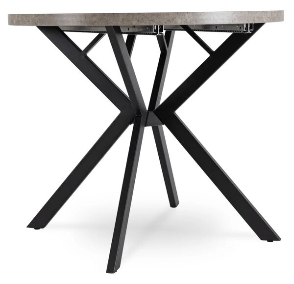 Stół Okrągły Rozkładany DORIAN 80-160 cm Beton/Czarny Loft