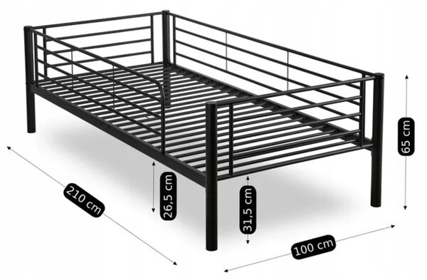 Łóżko Piętrowe Dla Dzieci 90x200 cm RODEZ Metalowe Czarne