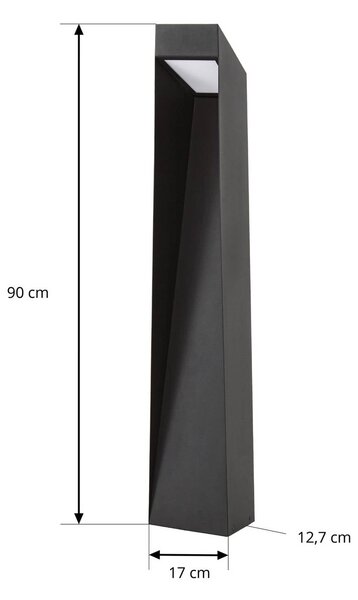 Słupek oświetleniowy LED Lucande Louran, wysokość 90 cm, czarna, światło Louran, czarny, aluminium, nowoczesny