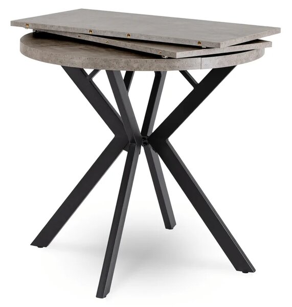 Stół Okrągły Rozkładany DORIAN 80-160 cm Beton/Czarny Loft