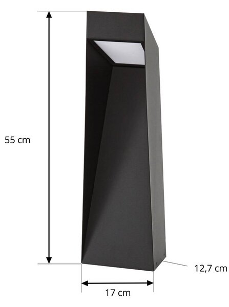 Lampa ogrodowa stojąca Louran Lucande, czarny, aluminium, nowoczesny