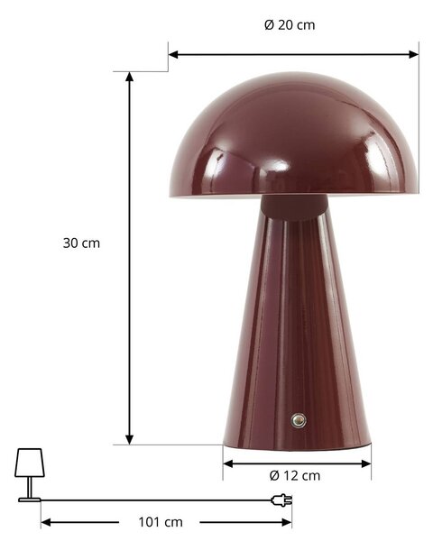 Lampa stołowa Nevijo Lindby, możliwość ściemniania, czerwony, salon / jadalnia, metal, nowoczesny