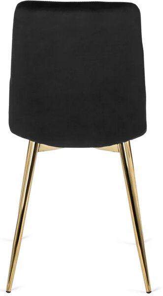 Zestaw Stół Rozkładany IBIZA 160-240 cm Biały Marmur/Złoty i 4 Krzesła Tapicerowane YORK Czarne Glamour