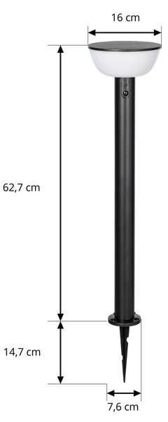 Lampa ogrodowa LED z zasilaniem słonecznym Lindby Obintu, czarna, 63 cm, Obintu Lindby, możliwość ściemniania, czarny, metal, nowoczesny