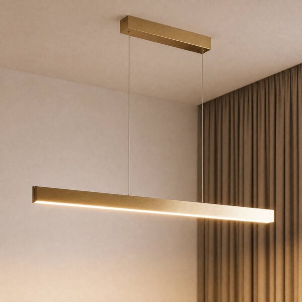 Lampa wisząca Mylosh Lucande, możliwość ściemniania, mosiężny / złoty, salon / jadalnia, aluminium, nowoczesny