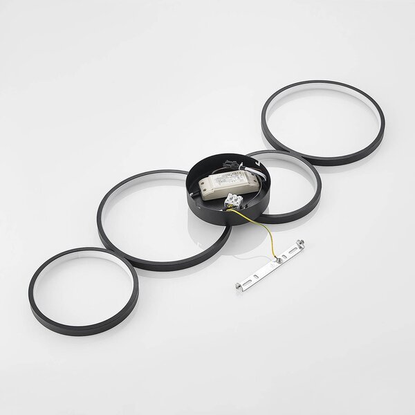 Lampa sufitowa LED Evengeline Lindby, czarny, salon / jadalnia, aluminium, nowoczesny