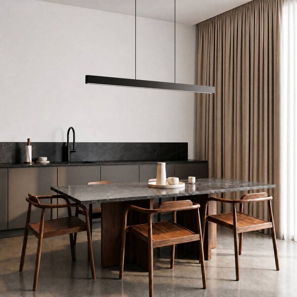 Lampa wisząca Mylosh Lucande, możliwość ściemniania, czarny, salon / jadalnia, aluminium, nowoczesny