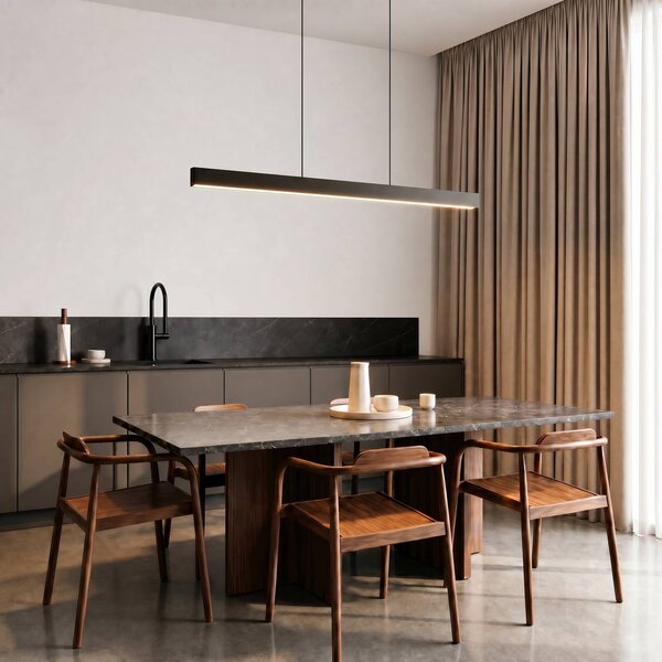 Lampa wisząca Mylosh Lucande, możliwość ściemniania, czarny, salon / jadalnia, aluminium, nowoczesny