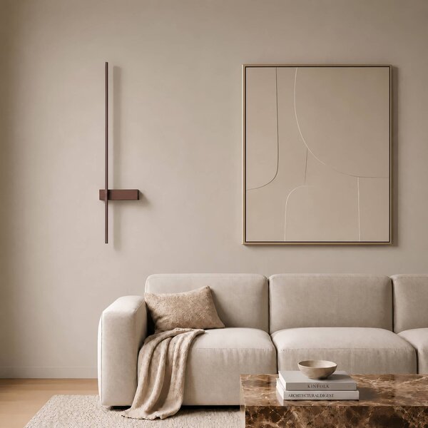 Kinkiet Natsumi Lindby, brązowy / rdzawy, salon / jadalnia, aluminium, nowoczesny