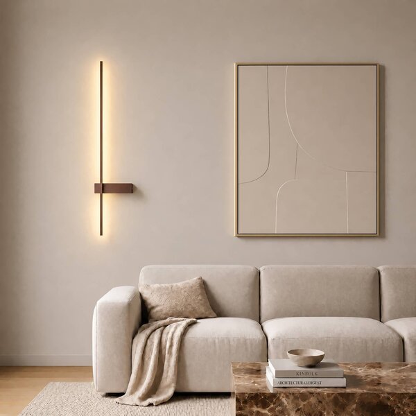 Kinkiet Natsumi Lindby, brązowy / rdzawy, salon / jadalnia, aluminium, nowoczesny