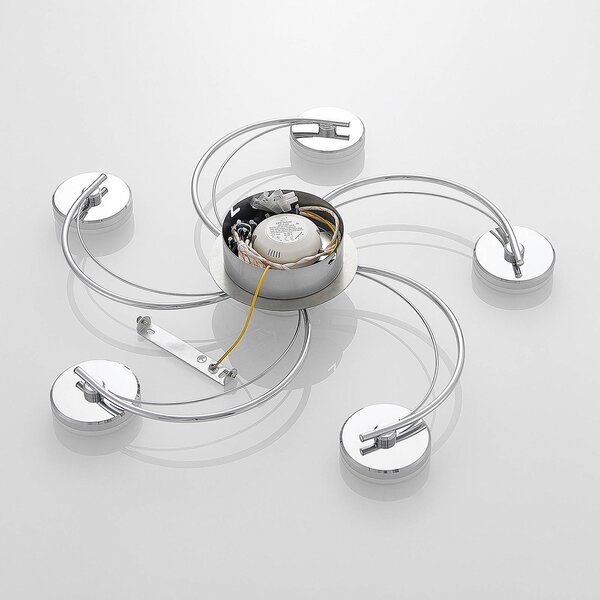 Lampa sufitowa LED Rouven Lindby, chromowy / srebrny, salon / jadalnia, metal, nowoczesny