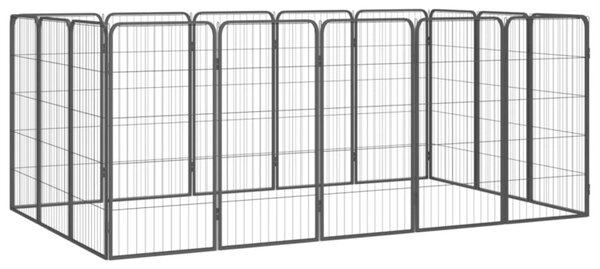 Kojec dla psa, 16 paneli, czarny, 50x100 cm, stal