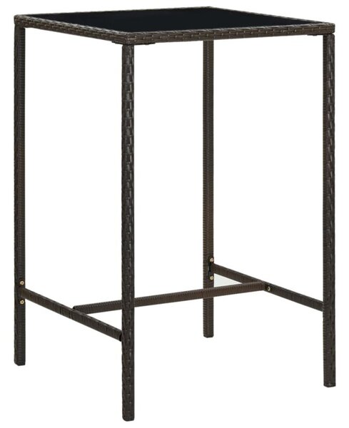 Ogrodowy stolik barowy, brązowy, 70x70x110cm, rattan pe i szkło