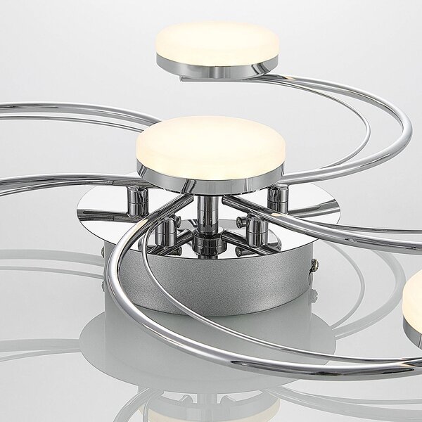 Lampa sufitowa LED Rouven Lindby, chromowy / srebrny, salon / jadalnia, metal, nowoczesny