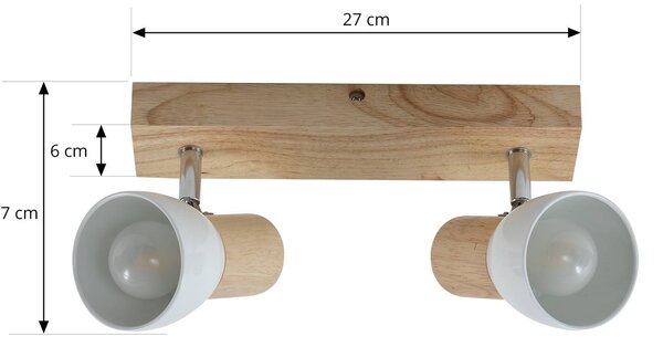 Lampa sufitowa Lindby Thorin, 27 cm, 2-punktowa, biały, drewno, E14 Thorin Lindby, możliwość ściemniania, jasne drewno, salon / jadalnia, drewno, skandynawski