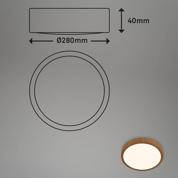 Briloner Lampa sufitowa LED Runa Wood, ciemne drewno, salon / jadalnia, metal